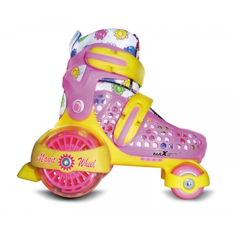 Роликовые коньки детские (раздвижные) MAXCITY Magic Wheel pink (2014)