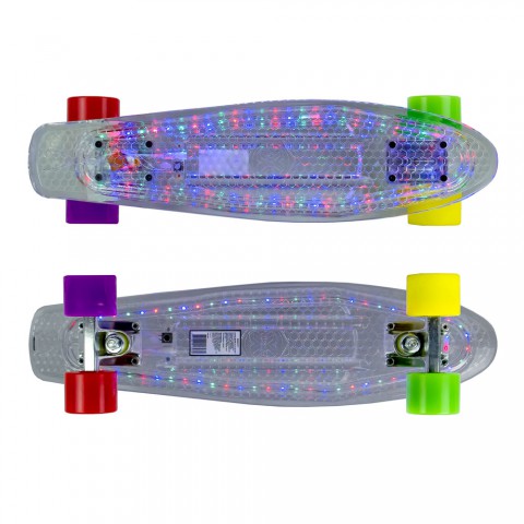Мини-круизер Maxcity Plastic Board LED small со светящейся платформой