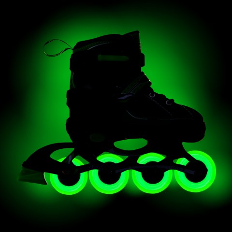 Раздвижные роликовые коньки RGX Fantom Green LED подсветка колес
