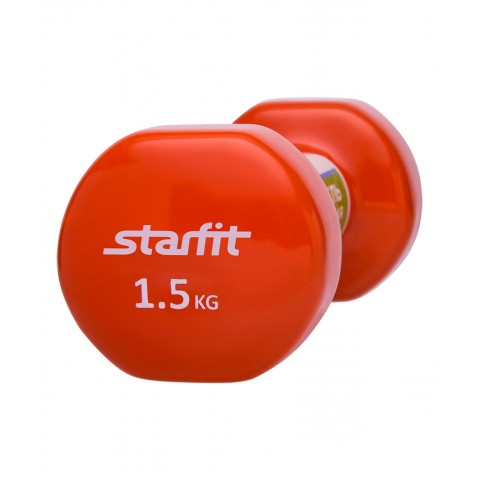 Гантель виниловая StarFit DB-101 1,5 кг оранжевая