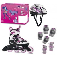  Набор раздвижных роликовых коньков с защитой FILA J-ONE COMBO G 3 SET Pink/Magenta