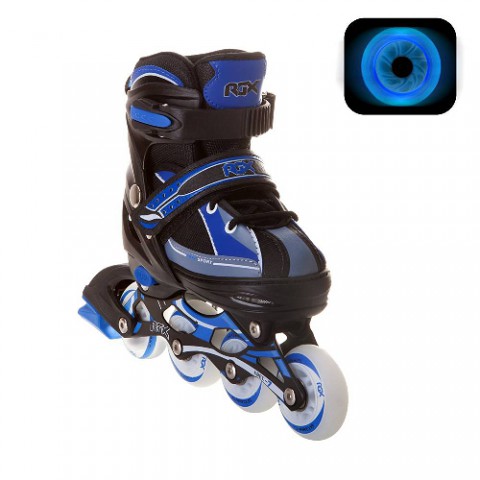 Роликовые коньки раздвижные RGX Fantom Blue с LED подсветкой колес