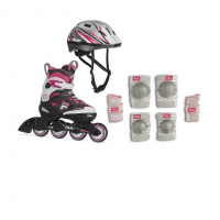  Набор раздвижных роликовых коньков с защитой FILA J-ONE COMBO G 3 SET Pink/Magenta